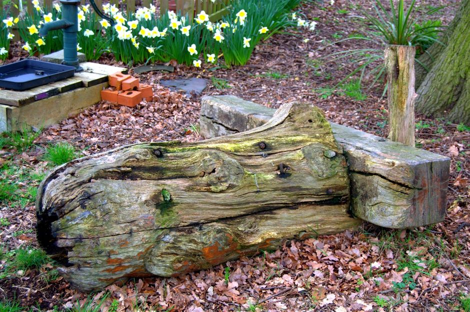 Owl seat by John Vaughan, now fallen on its face.